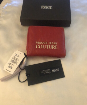 Versace Jeans Couture Range I Scarlet Embossed Faux Leather ZA Wallet NWT & Box