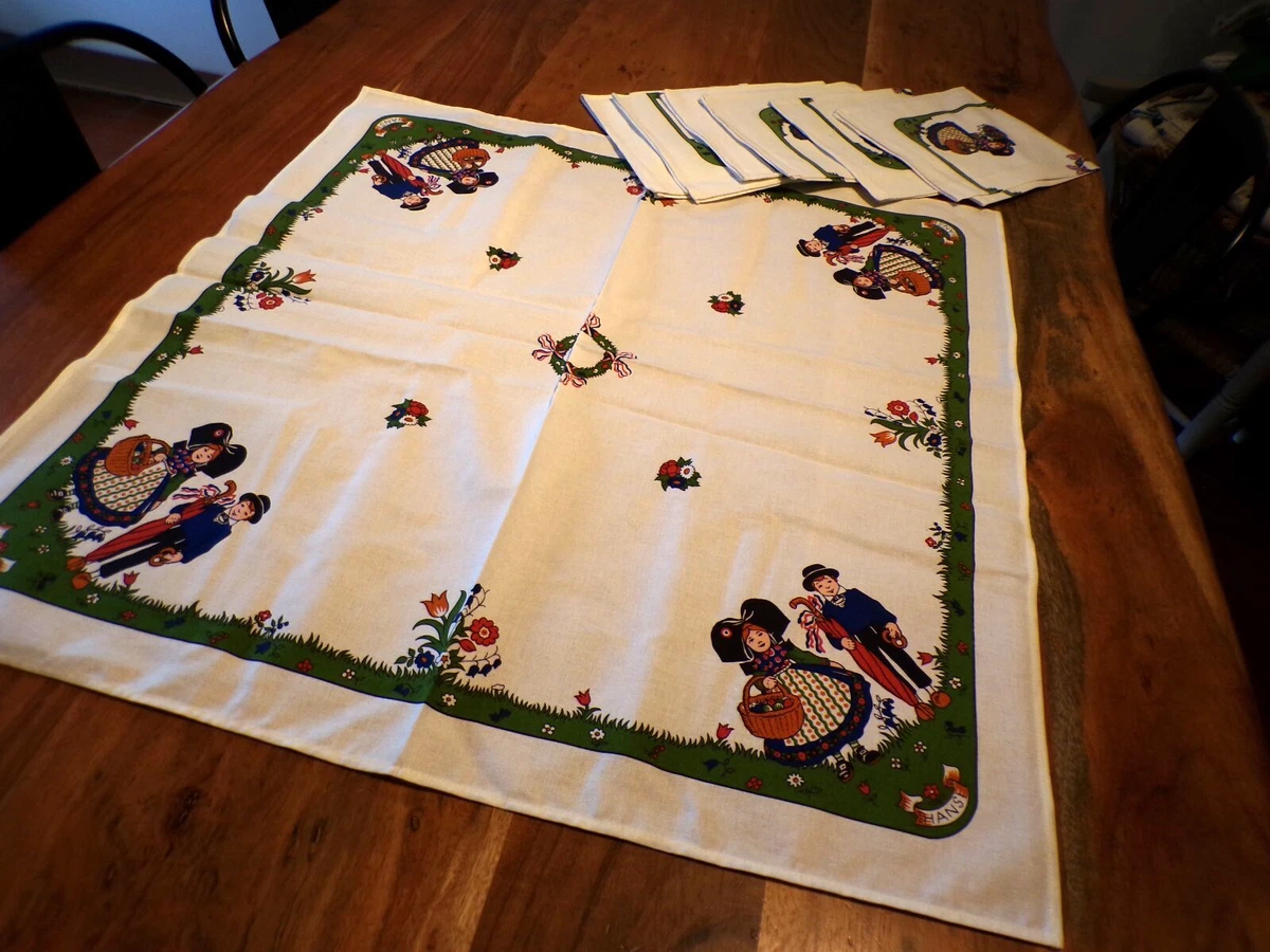 Grande Nappe Vintage 100% Coton Jaune - Dimensions 272 Cm X 139 Cm - Très Bon état