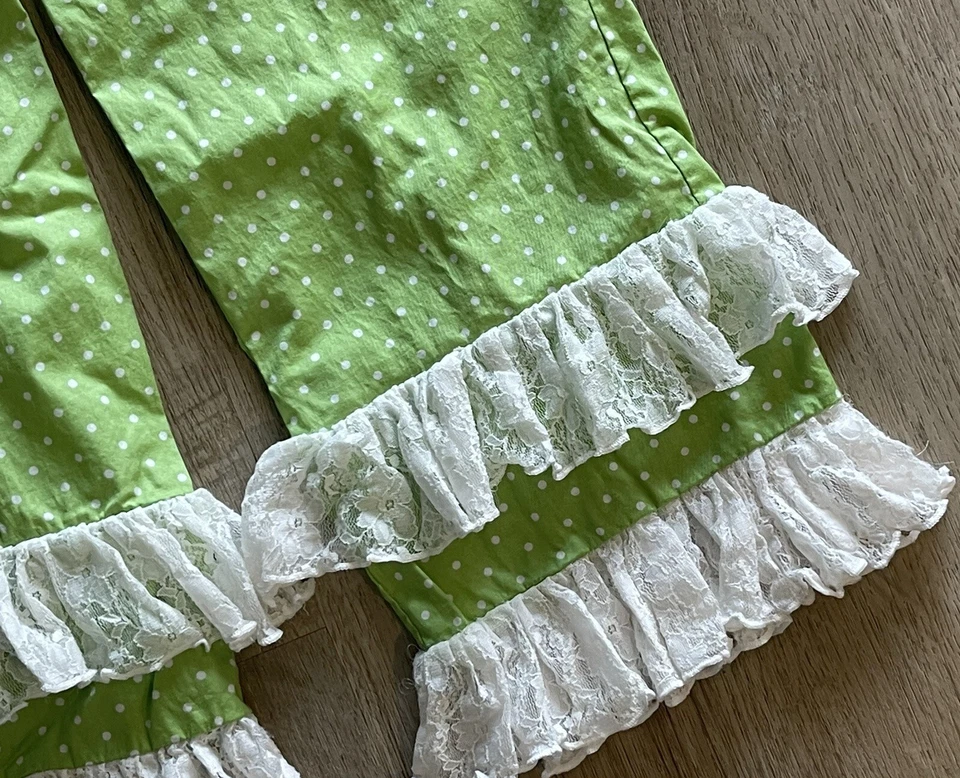 Ann Loren Easter Set Big Girls Size 11/12 Tunic Top & Ruffle Pants Bunny Lace - Image 3 of 4