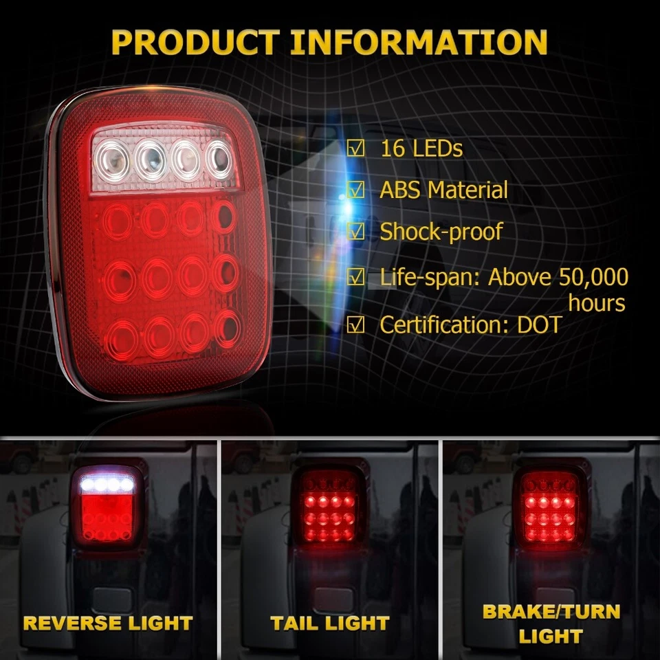 For Freightliner Cascadia 2008-2016 16 LED Tail LightsBrake Turn Signal Lamps - Image 2 of 4