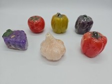 6 VNTG Candles veggie Shaped Wax Decor 1 Garlic 3bell peppers~1 Grapes~1 Tomato