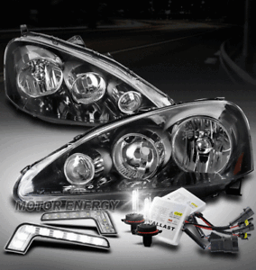 FOR 05-06 ACURA RSX DC5 CRYSTAL STYLE BLACK HEADLIGHTS LAMP W/10K XENON HID PAIR FOR 05-06 ACURA RSX DC5 CRYSTAL STYLE BLACK HEADLIGHTS LAMP W/10K XENON HID PAIR