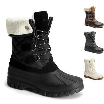 Women Mid Calf Winter Duck Boots Snow Boots Insulated Faux Fur Lined  Waterproof - Main Image