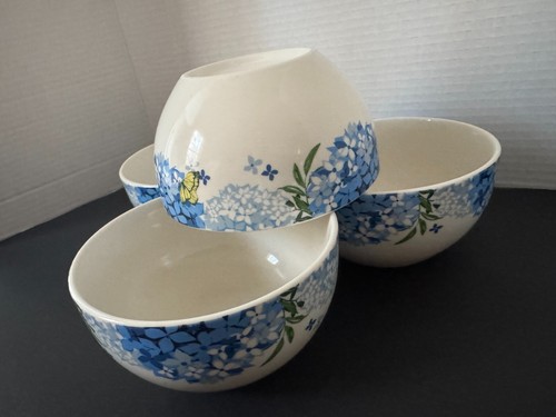 New Royal Norfolk Stoneware Butterfly/Hydrangeas Printed Bowls 5.5" set of 4 - Picture 5 of 7