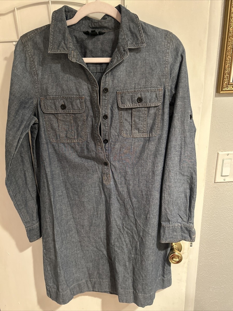 jcrew denim dress J. Crew Factory | Dresses | J Crew Smocked Mini Chambray Blue Back Zip Closure J. Crew | Dresses |