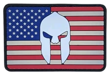 SPARTAN WARRIOR HELMET USA FLAG TACTICAL GLOW PVC HOOK FULL COLOR MORALE PATCH