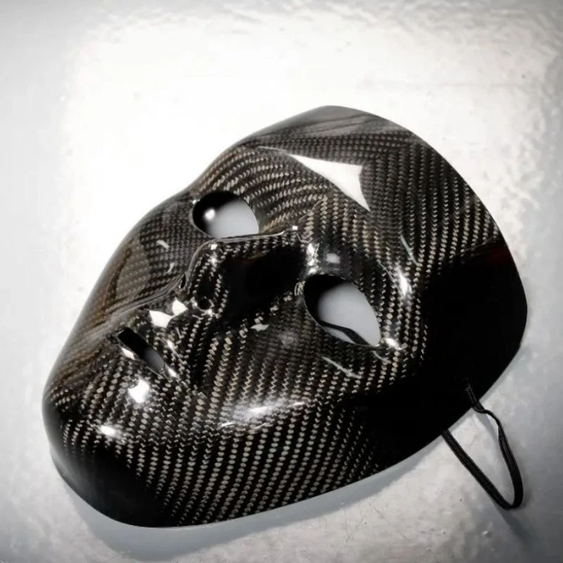Real Carbon Fiber Full Half Face Mask Novelty Halloween Cosplay Party DIY Gift - Image 2 of 4