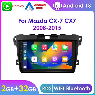 For Mazda CX-7 2008-2015 9'' Android 13.0 Apple CarPlay Car Stereo Radio GPS Navi