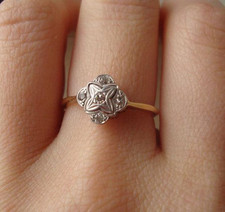 Art Deco Style Round Cut Lab Created Diamond 14K Yellow Gold FN Engagement Ring