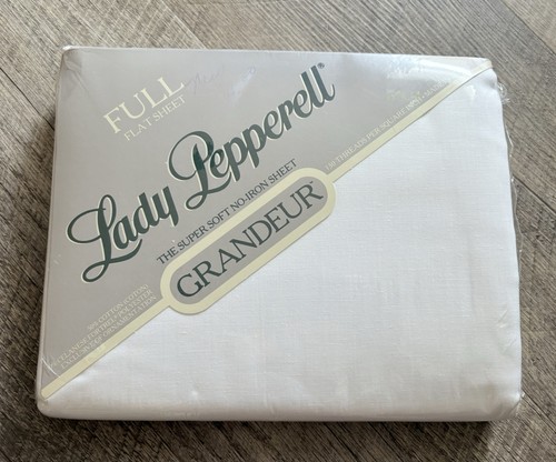Vintage Lady Pepperell Grandeur No-Iron Super Soft White Flat Sheet NOS