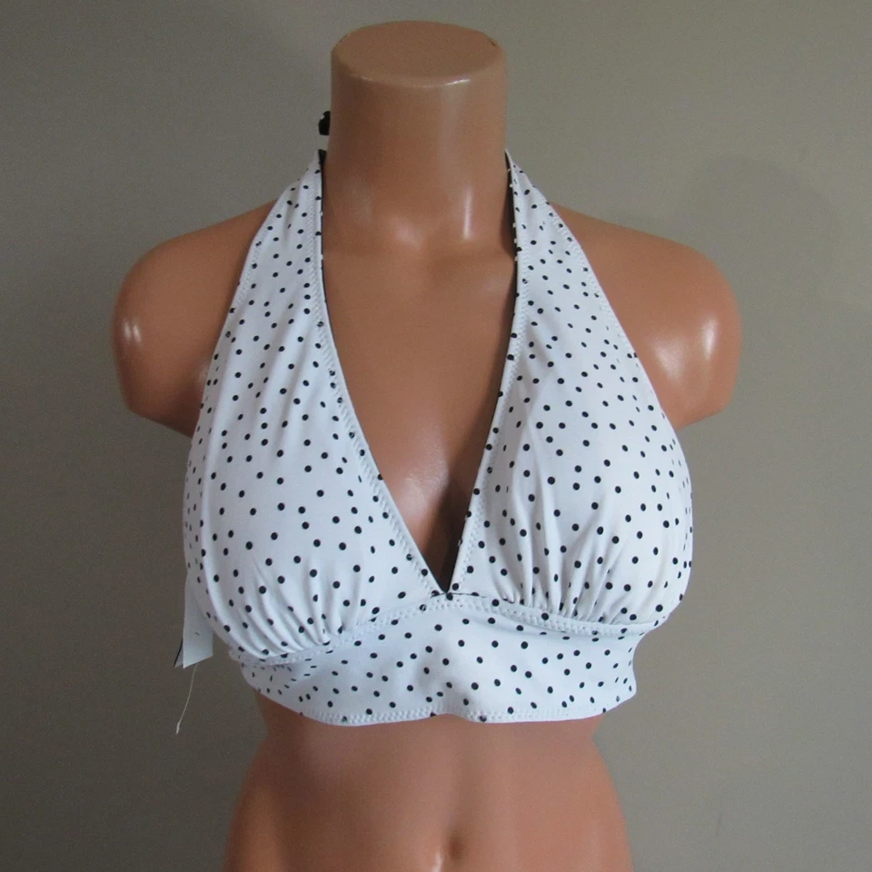 Tommy Bahama Sea Swell Reversible Halter Copa Sujetador Natación Top Negro/Blanco S Nuevo sin Etiquetas Foto 2 de 4