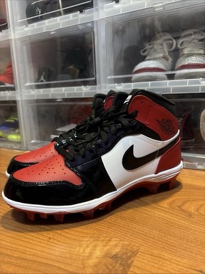 Air Jordan 1 Mid TD Cleat Bred Toe FJ6805-601 Football Cleats Men s Sz 11 NWOB