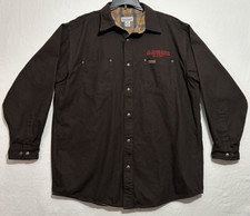 Carhartt Mens XL Outer Work Jacket Brown Cotton Flannel Lined Snap Front Durable