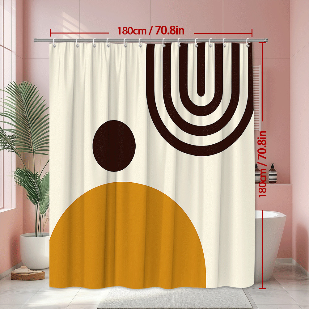 как выглядит Modern Abstract Shower Curtain - Geometric Design in Earth Tones фото