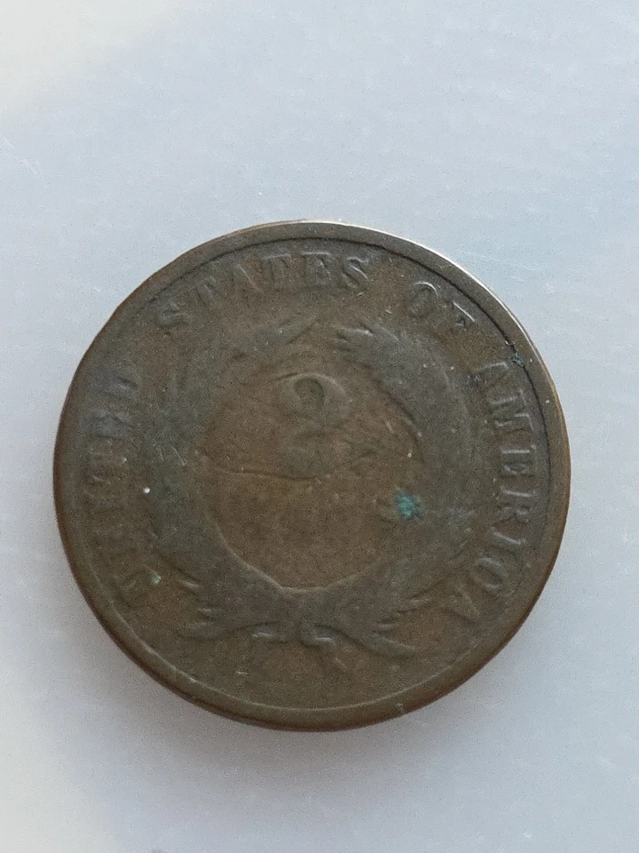 1871 Two Cent Piece 2c Circulated - Image 2 of 2