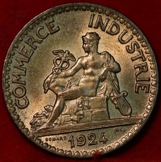Uncirculated 1924 France 50 Centimes Foreign Coin