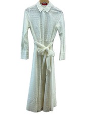 CAROLINA HERRERA Flower Lace Flare Long Dress 2 Cotton WHT Solid 91CM903106361