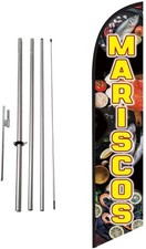 Mariscos Advertising Feather Banner Swooper Flag Sign with Flag Pole Kit and...