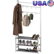 Customizable Coat Rack W/ Hooks Storage Shelves Shoes Bags & Accessories New