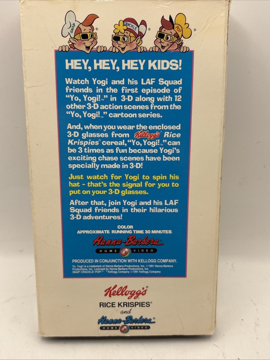 Yo Yogi! in 3D (VHS, 1991) Kelloggs Hanna Barbera Yogi Bear - NO
