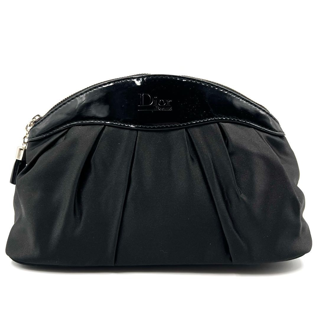 Dior Black Enamel Nylon Makeup Pouch