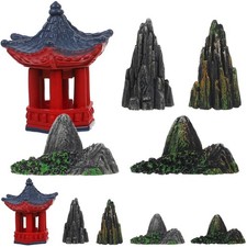 Miniature Chinese Pavilion Mountain Figurine Bonsai Decorations Lovely Model