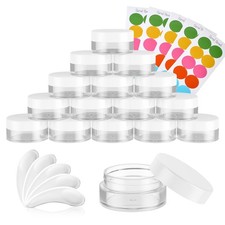 50 Pack 5 Gram 0.17OZ Clear Plastic Containers with White Lids, Small Round C...