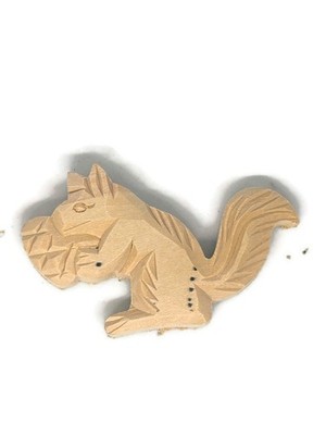 Kuckucksuhr Eichhörnchenholz, 80 mm x 55 mm, handgeschnitztes Lindenholz, unbehandelt