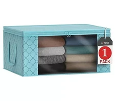 Sorbus Foldable Storage Organizer Bag with Clear Window & Handles – Aqua