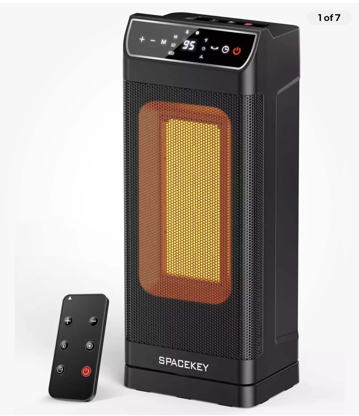 70° Oscillating 1500W Ceramic Space Heater with Remote for USA-image