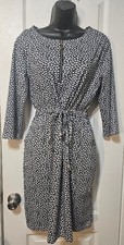 Black & White Printed Dress Large Pockets Knee Length Casual Chic