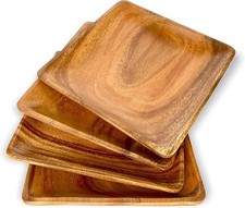 Acacia Wood Square Plates 1" x 12" x 12" Set of 4