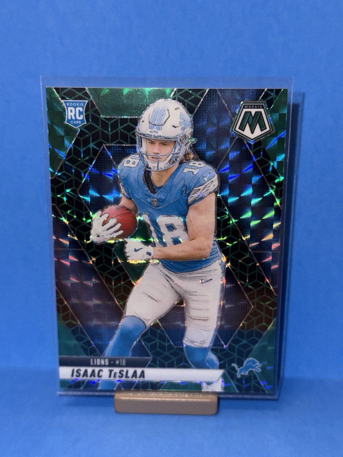 2025 Panini Mosaic Isaac TeSlaa Green Spectris /13 Rookie #319 Detroit Lions NFL