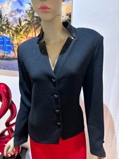 St John 12 L black embellished evening hearts paillettes crystals jacket blazer