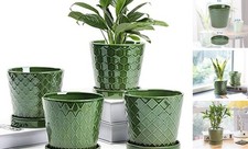 Plant Pots Indoor –5 inch Ceramic Flower Pot with Drainage Hole and Patina