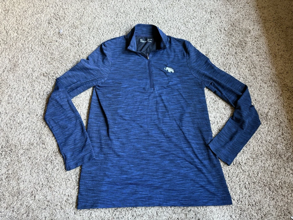 Pulôver de golfe Under Armour Q-Zip camisa Mammoth Dunes Sand Valley azul médio - Imagem 4 de 4