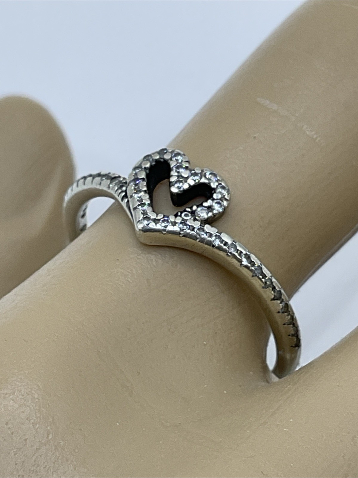 HEART Ring Solid 925 Sterling Silver White CZ 7mm… - image 9