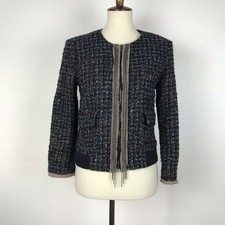 Ann Taylor Loft Jacket Women M Blazer Tweed Boucle Corpcore Preppy Academia