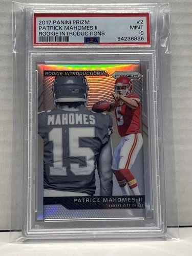 2017 Prizm Patrick Mahomes II Rookie Introductions Silver PSA 9