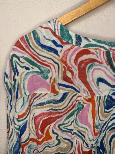 June + Vie 2X 26/28 Tunic Popover Top Plus Size Colorful Flowy Lightweight - Picture 19 of 23