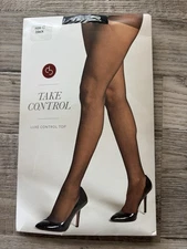 Dressbarn Take Control Black Size C Lux Control Top Pantyhose