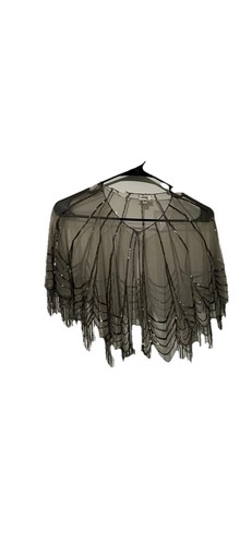 Moyna BHLDN Anthropologie Pewter Silver Beaded Capelet Medium Gatsby Flapper