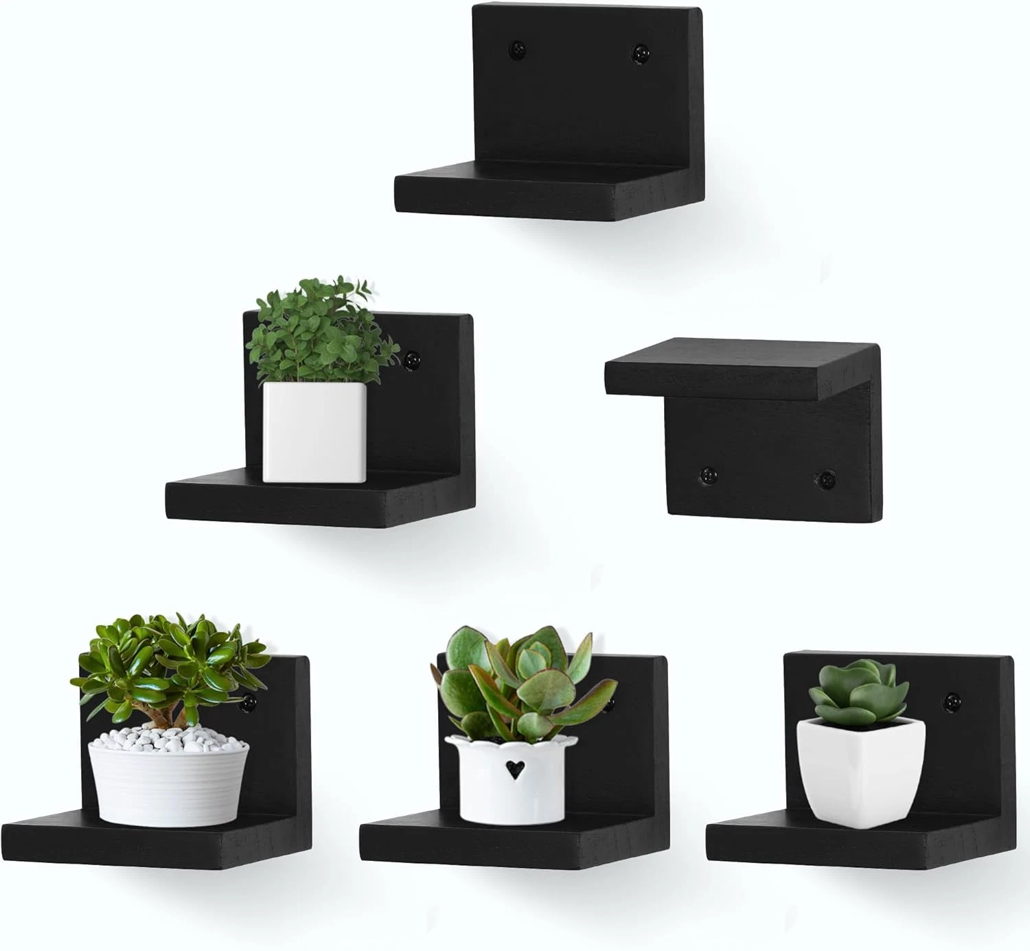 Small Floating Shelf for Wall Set of 6,Mini Shelves for Display Small Figurine,P