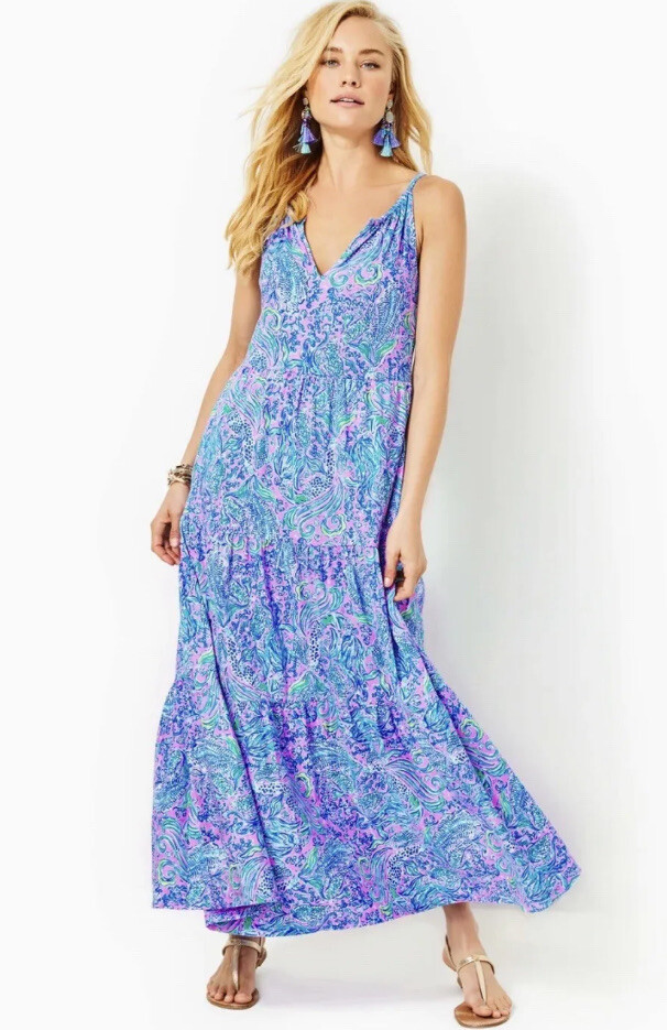 maribella halter maxi dress Lilly Pulitzer Women's Dress Lilac Rose We Mermaid It : XL Social Occasion / Casual Wedding Dresses