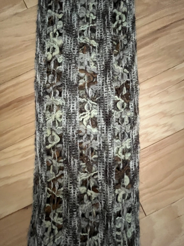 Urban Outfitters Pins and Needles Faux Mohair Scarf Variegated Gray Brown Green - Image 4 of 4