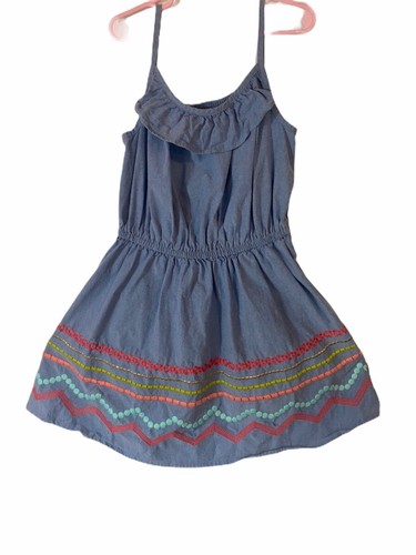 GIRLS TWIRL SUMMER DRESS Light Soft Chambray Bright Accents Gymboree Sz:8 - Picture 2 of 11