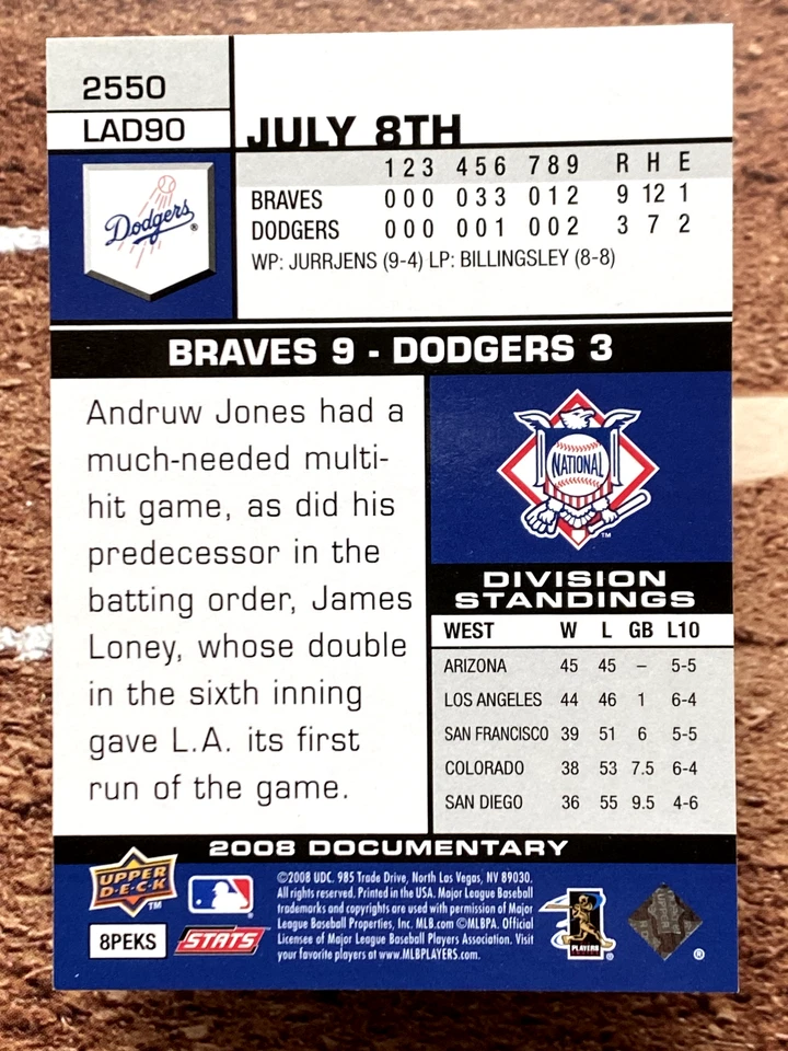 2008 Upper Deck Documentary Takashi Saito #2550 - Image 2 of 2