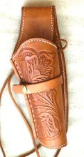 LEATHER TAN Cowboy Leather Gun Holster Right Hand Tan Embossed 45 cal Brand New