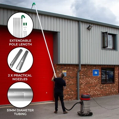 MAXBLAST Gutter Vacuum Pole Kit Long Reach Drain Pipe Sucker Hoover Cleaning System 24ft