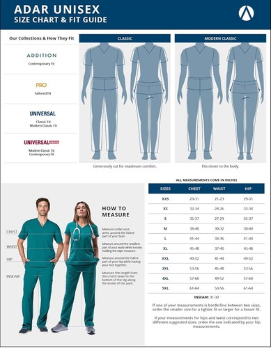ADAR 701 - Unisex 2-Pocket Scrub Set Hospital Medical NHS XXS - 5XL 10 Colours - Picture 37 of 37